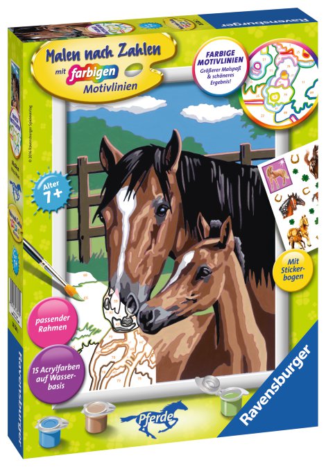 RAVENSBURGER Malen nach Zahlen Pferd mit Fohlen