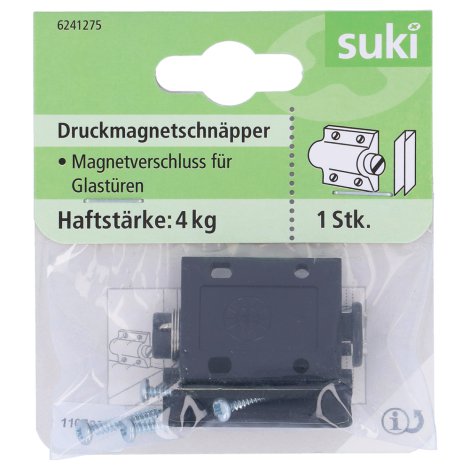 SUKI Druck-Magnetschnäpper für Glastür Kunststoff Schwarz 4 kg 1 Stk.