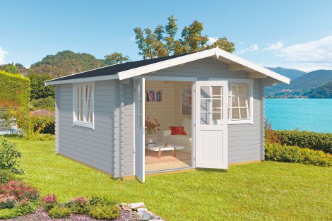 WEKA Gartenhaus 401 Grau-Weiß Größe 2