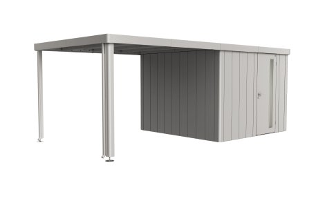 BIOHORT Seitendach 3A-3D für Gerätehaus Neo 300x291x220 cm, Silber-Metallic