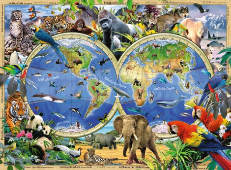RAVENSBURGER Puzzle Tiere um die Welt 100-tlg.