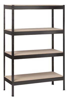 SCHULTE REGALWELT Schwerlastregal 4 Holzböden Schwarz 180x160x60 cm