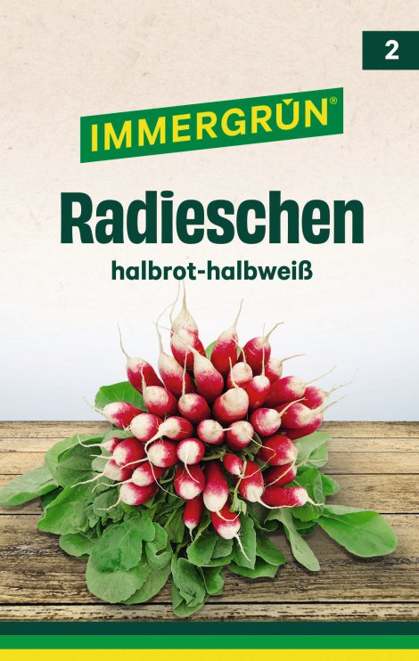 IMMERGRÜN Tütensamen Radieschen Rundes halbrot-halbweiss