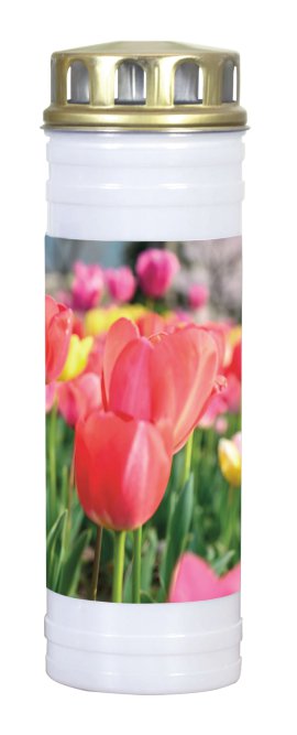 JEKA Recycling Ewiglicht Weiß Motiv Tulpen
