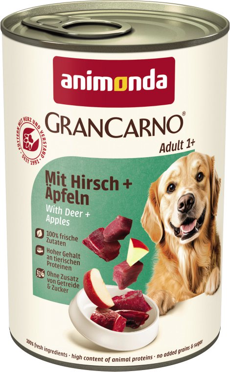 ANIMONDA Hundenassfutter GranCarno Adult mit Hirsch und Äpfeln 400 g