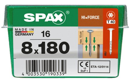 SPAX Schraube HIF Wirox 8x180 mm 16 Stk.