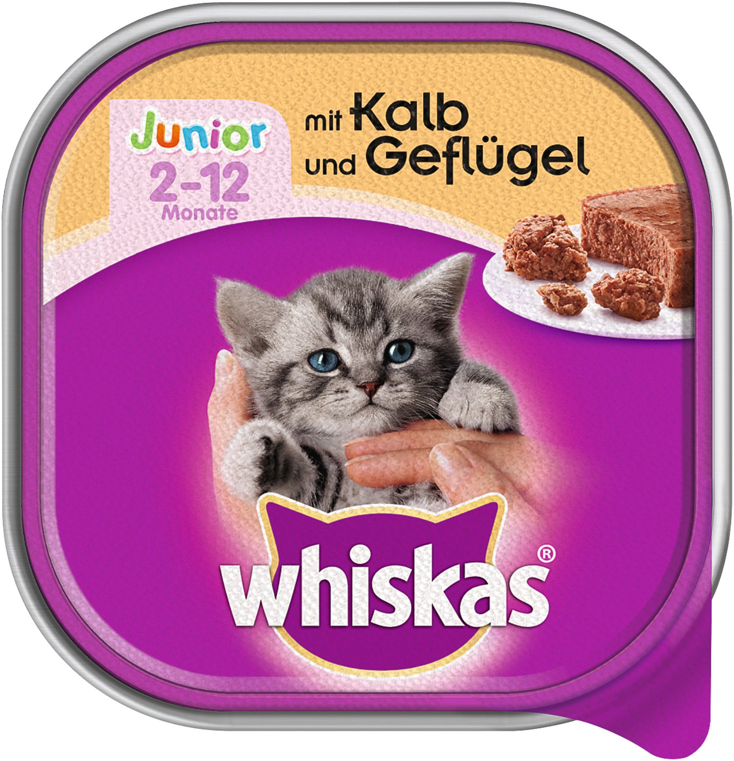 WHISKAS® Katzennahrung Schale Junior Kalb+Huhn Lagerhaus