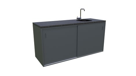 Küchenelement inkl. Spüle rechts und 2 Türen Anthrazit Granit