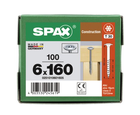 SPAX Holzbauschraube Tellerkopf Wirox 6x160 mm 100 Stk.