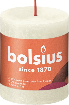 BOLSIUS Rustik Shine Stumpenkerze, weiche-perle