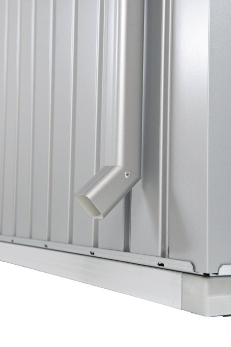 BIOHORT Regenfallrohr-Set für Gerätehaus HighLine®, Silber-Metallic