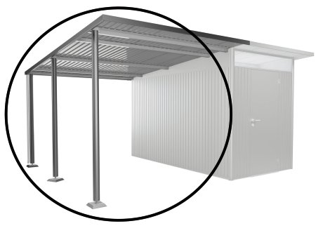 BIOHORT Seitendach für BIOHORT Gerätehaus AvantGarde A4+A8 Quarzgrau-Metallic L