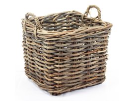 Holzkorb Rattan CL viereckig Grau 50x50x45 cm