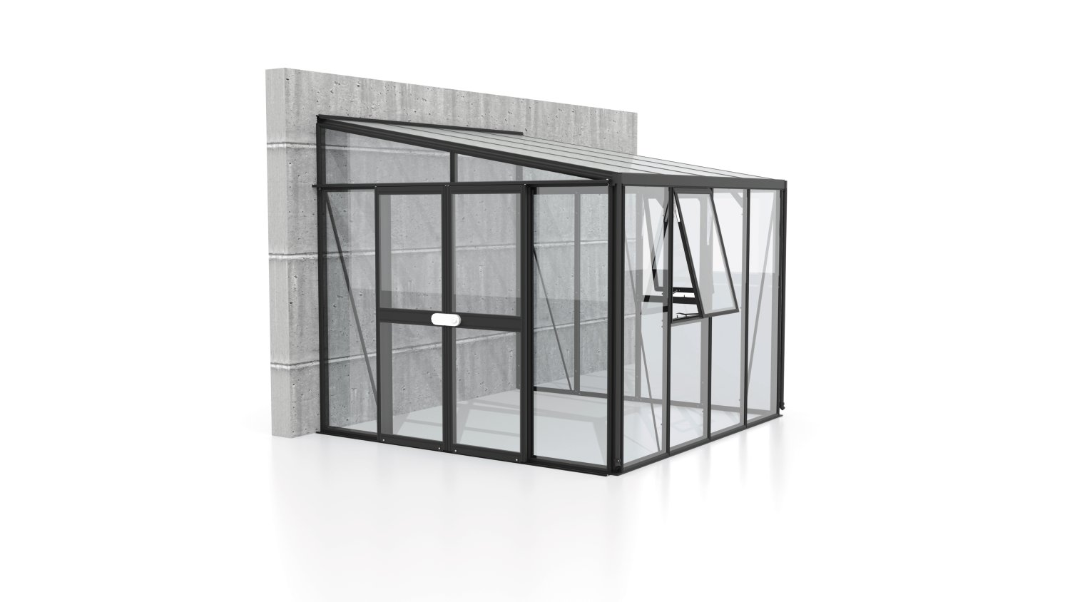 VITAVIA Anlehngewächshaus Helena ESG/HKP 3/10 mm Schwarz