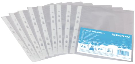 DONAU Klarsichthülle genarbt Transparent A5, 10 Stk.