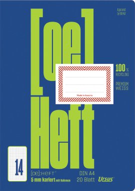 URSUS Ö-Heft A4 mit Rahmen kariert 20 Blatt
