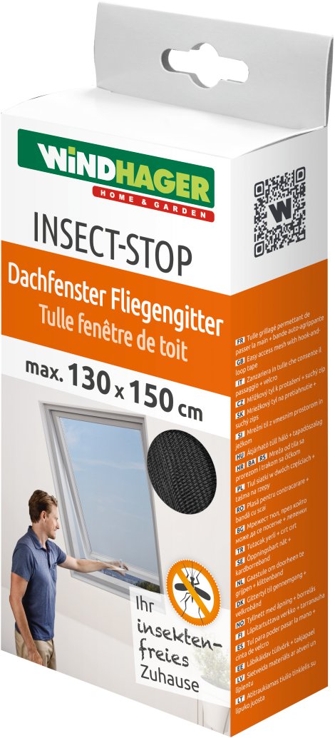 WINDHAGER Fliegengitter für Dachfenster PLUS 130x150 cm, anthrazit