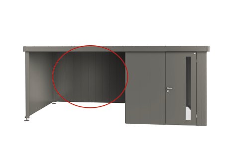 BIOHORT Rückwand für Seitendach Gerätehaus Neo 2A-4D, 299x4,3x200 cm, Quarzgrau-Metallic