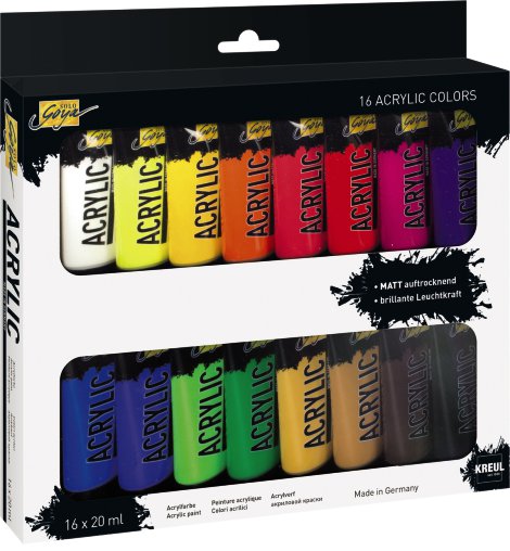 KREUL Acrylfarbe 20 ml Tuben 16er-Set