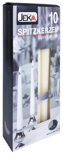 JEKA Spitzkerze Elfenbein 250x22 mm 10er-Pack
