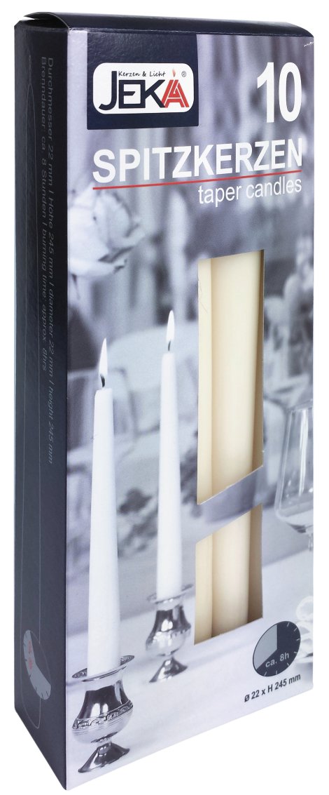 JEKA Spitzkerze Elfenbein 250x22 mm 10er-Pack