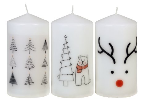 JEKA Stumpenkerze Dekor XMas Sortiert 150x80 mm (ØxH)