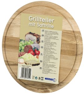 Grillteller Holz mit Saftrille ⌀ 25 cm