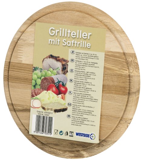 Grillteller Holz mit Saftrille ⌀ 25 cm