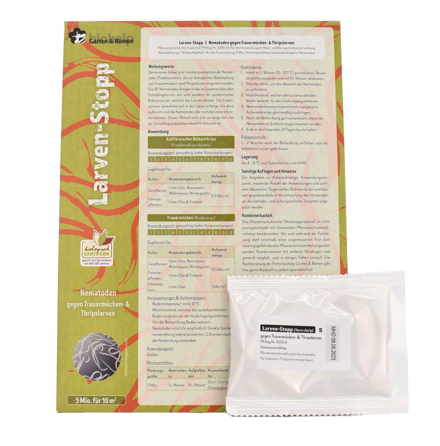 BIOHELP Garten und Bienen SF-Nematoden gegen Trauermücken- und Thripslarven 5 Mio für 10 m²