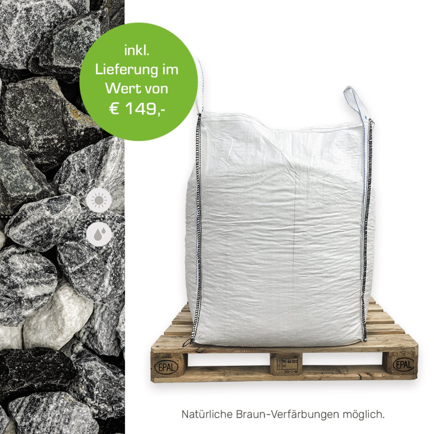 CASAFINO Bruchsteine donaublau 50-100mm 1000kg Big Bag