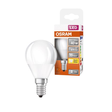 OSRAM LED-Tropfen ST CLP40 E14 5,5W, Warmweiß/matt