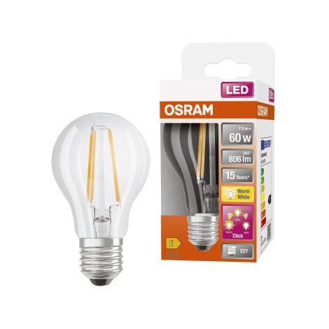 OSRAM LED-Birne Classsic 60 3XDIM E27, Warmweiß 7W