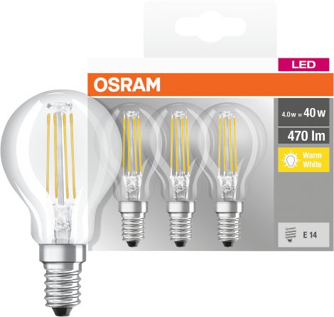 OSRAM LED-Lampen Base EX 40W E14, Filament 4W, Warmweiß 3 Stk.