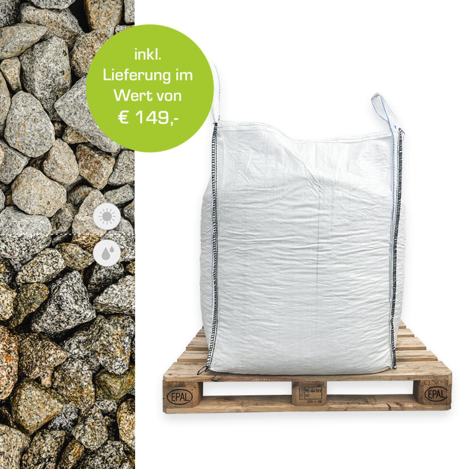 Min2C Bruchsteine anthrazit-weiß 30-60mm 1000kg Big Bag