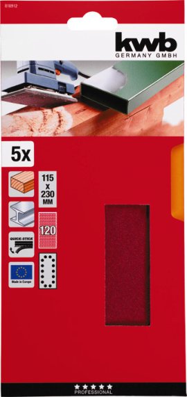 KWB Schleifstreifen 115 gelocht K120, 5 Stk.