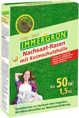 IMMERGRÜN Nachsaat-Rasen mit Keimschutzhülle 7,5 kg