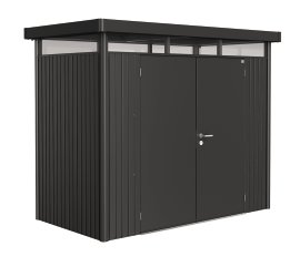 BIOHORT Gerätehaus Highline® H1 mit Doppeltür, dunkelgrau-metallic