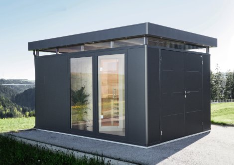 BIOHORT Glaselement für Nebengebäude CasaNova® 83 x 181 cm, Dunkelgrau-Metallic