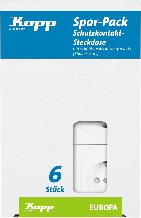 KOPP UP-Schutzkontakt-Steckdose Europa Artkisweiß 6 Stk.