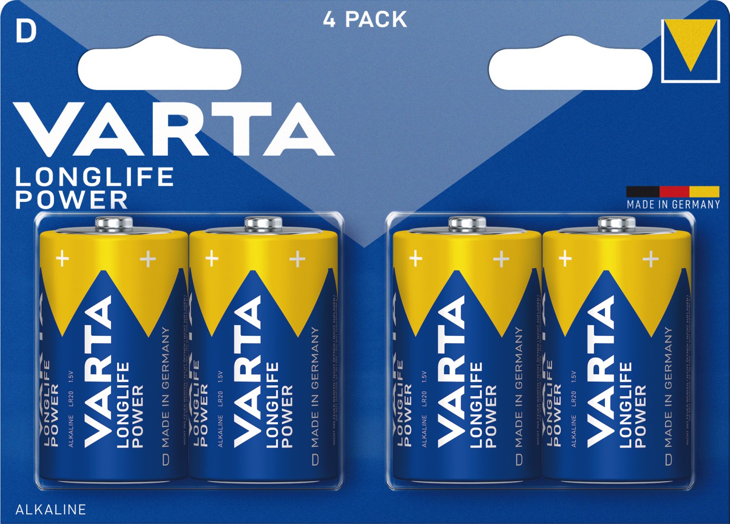 VARTA Alkaline Batterie Longlife Power D Mono LR20 4er Pack