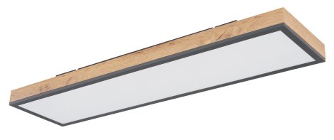 GLOBO LED-Deckenleuchte Doro Graphit/Holzoptik 24W 80x20x7,8 cm (LxBxH)