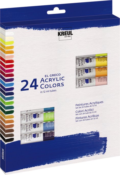 KREUL Acyrlfarbe el Greco 12 ml Tuben 24er-Set