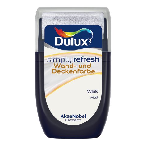 DULUX Simply Refresh Wand und Deckenfarbe Test Weiß 30 ml