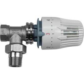 CORNAT Thermostat-Eckventil 1/2“ mit Thermostatkopf 1/2" IG-AG, M30 x 1,5, weiß