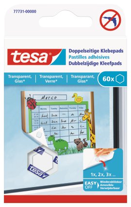 TESA Klebepad doppelseitig Transparent für Glas 60 Stk.