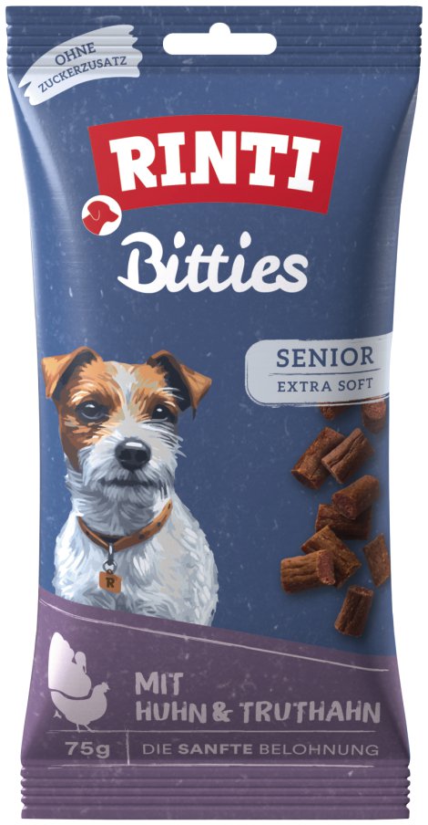 RINTI Hundesnack Bitties Senior Huhn und Truthahn 16x75 g