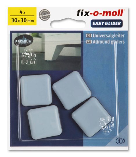 SUKI Easyglider massiv klebend Grau 30x30 mm, 4 Stk.