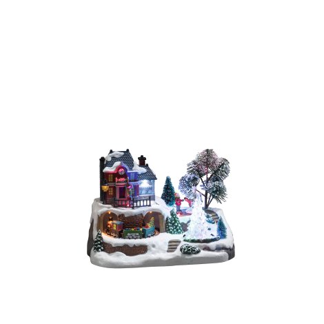 LED-Szenerie Bahnhof Batterie 9 Dioden Musik Bunt