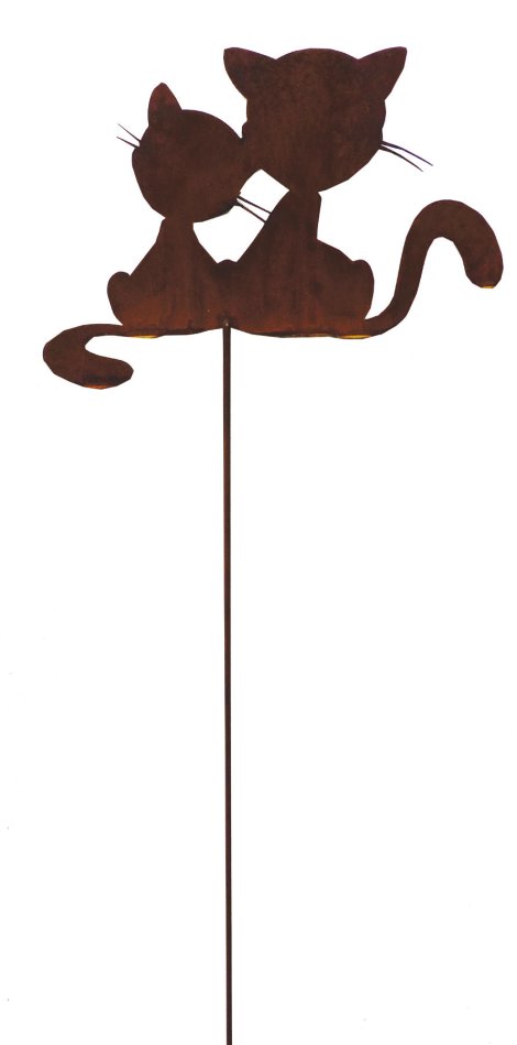 Gartenstecker Katzenpaar Romantika auf Stab 40x125 cm (BxH)