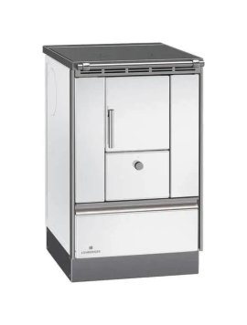 LOHBERGER Holzherd Rega 50 mit Stahlplatte 4,5 kW Weiß